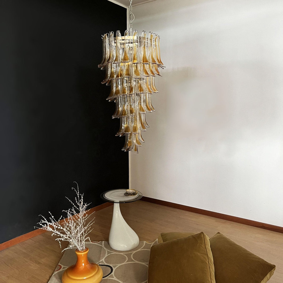 Marigold Glass Chandelier - ∅ 25.2″ x H 47.2″Amber & NickelBlushlighting