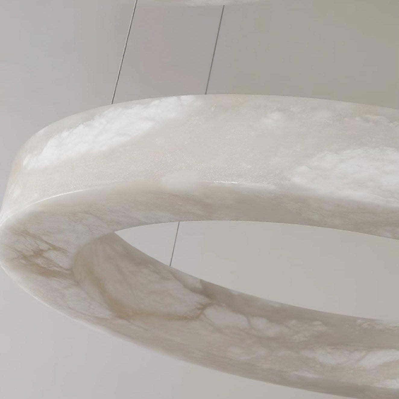 Marika Alabaster Chandelier - ∅ 19.6″ x H 3.1″ / Dia 50cm x H 8cmBrass & White AlabasterWarm WhiteBlushlighting