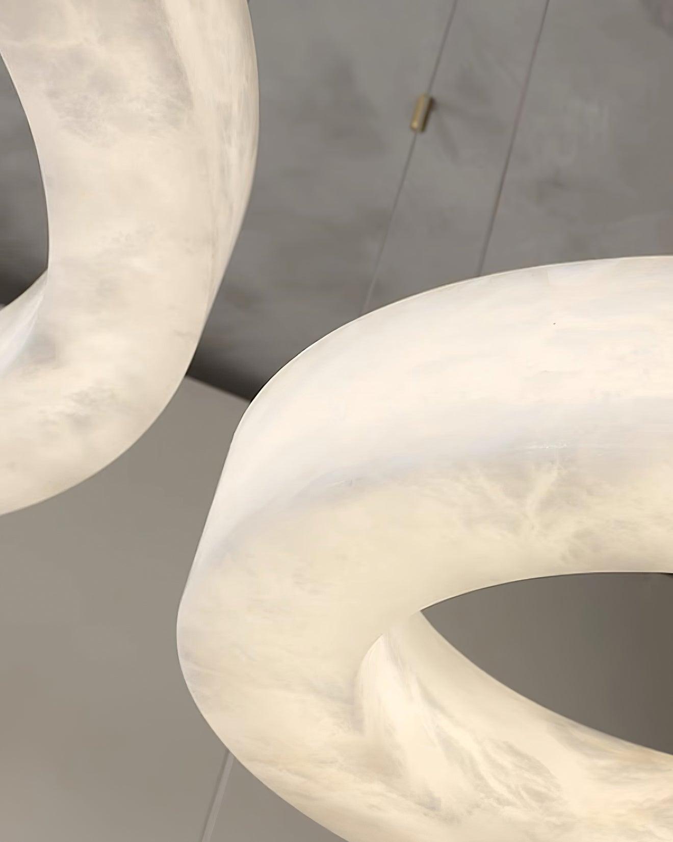 Marika Alabaster Chandelier - ∅ 19.6″ x H 3.1″ / Dia 50cm x H 8cmBrass & White AlabasterWarm WhiteBlushlighting