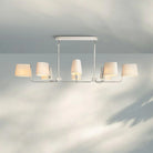 Martinean Linear Chandelier 54" 72"-72"-Polished Nickel-White Linen-Blushlighting