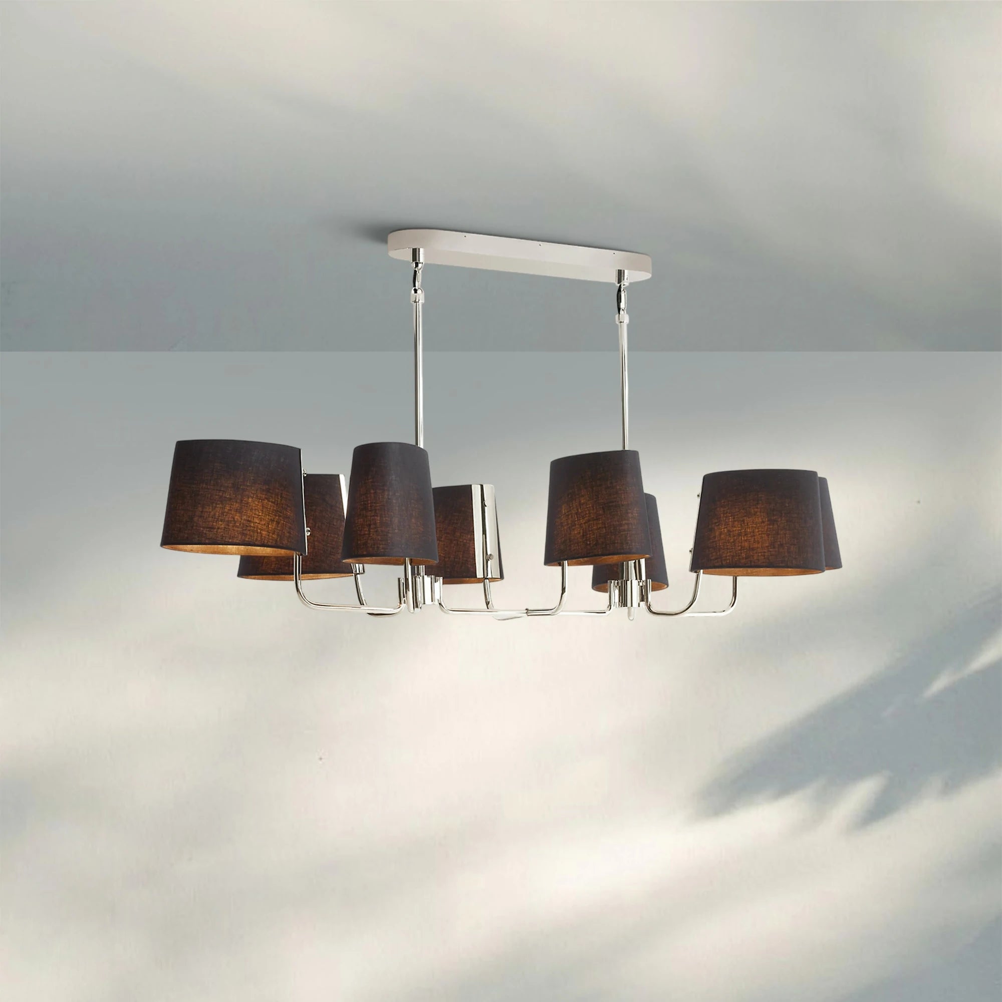 Martinean Linear Chandelier 54" 72"-54"-Polished Nickel-Black Linen-Blushlighting