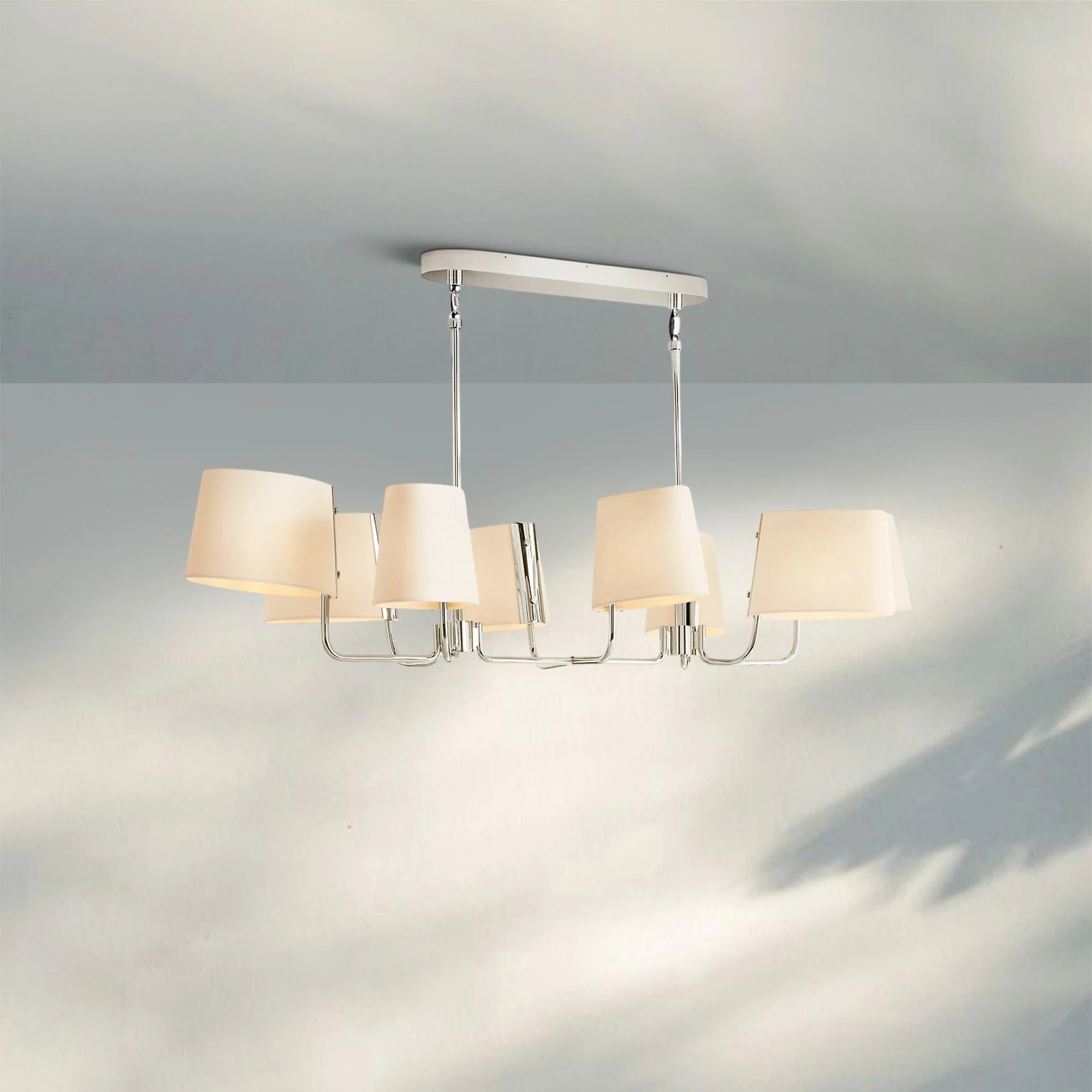 Martinean Linear Chandelier 54" 72"-54"-Polished Nickel-White Linen-Blushlighting