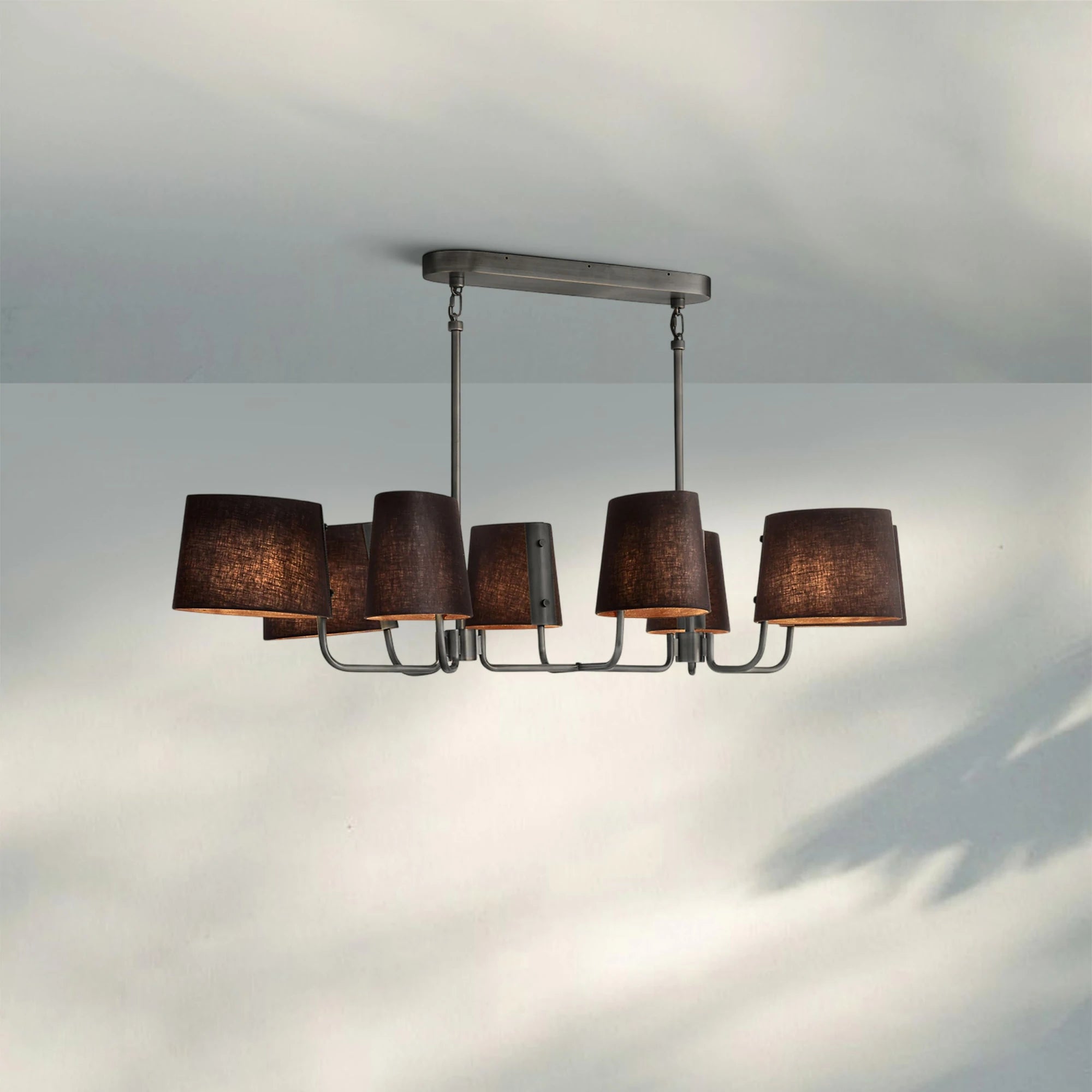 Martinean Linear Chandelier 54" 72"-54"-Bronze-Black Linen-Blushlighting