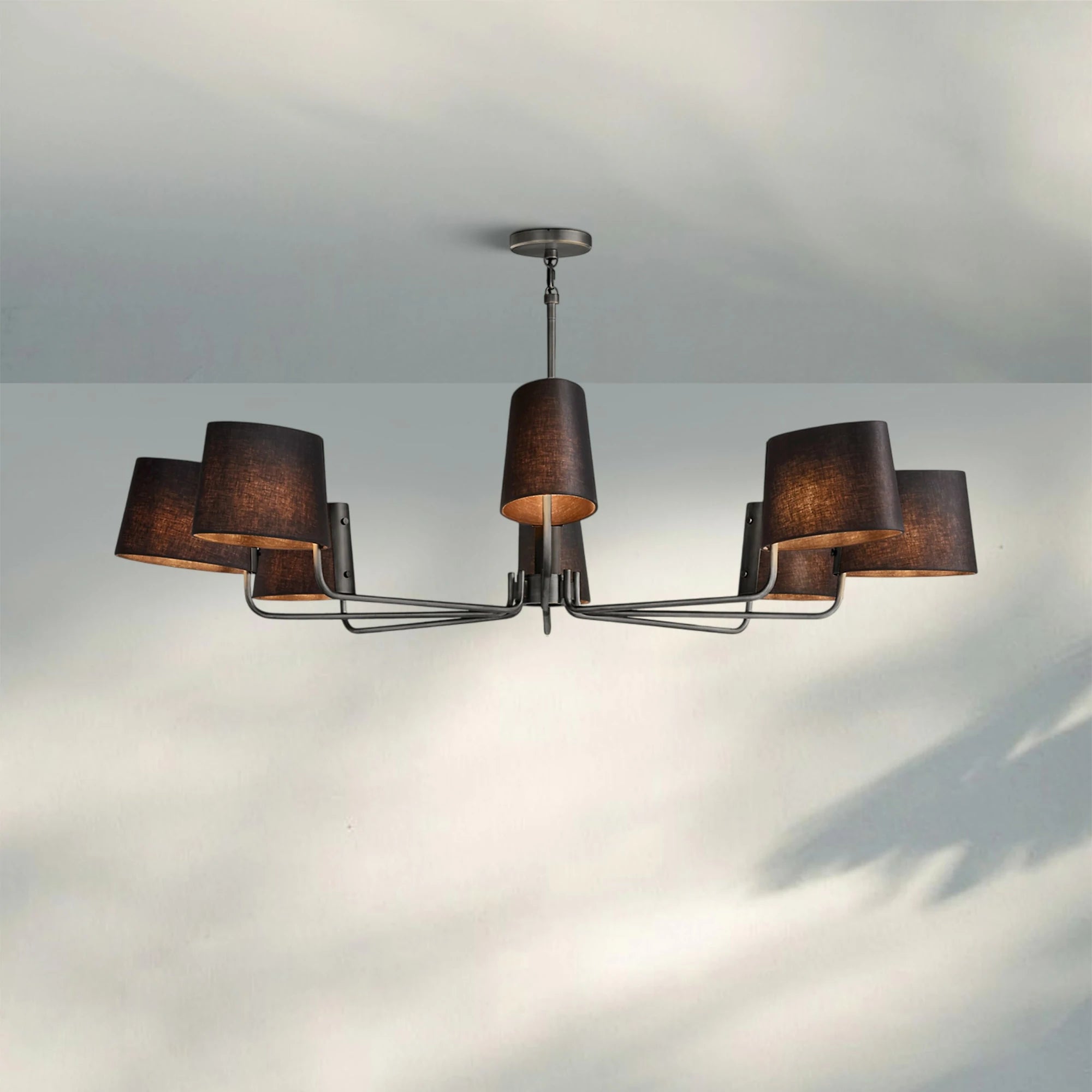 Martinean Round Chandelier 48" 60"-48"-Bronze-Black Linen-Blushlighting