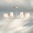 Martinean Round Chandelier 48" 60"-48"-Polished Nickel-White Linen-Blushlighting