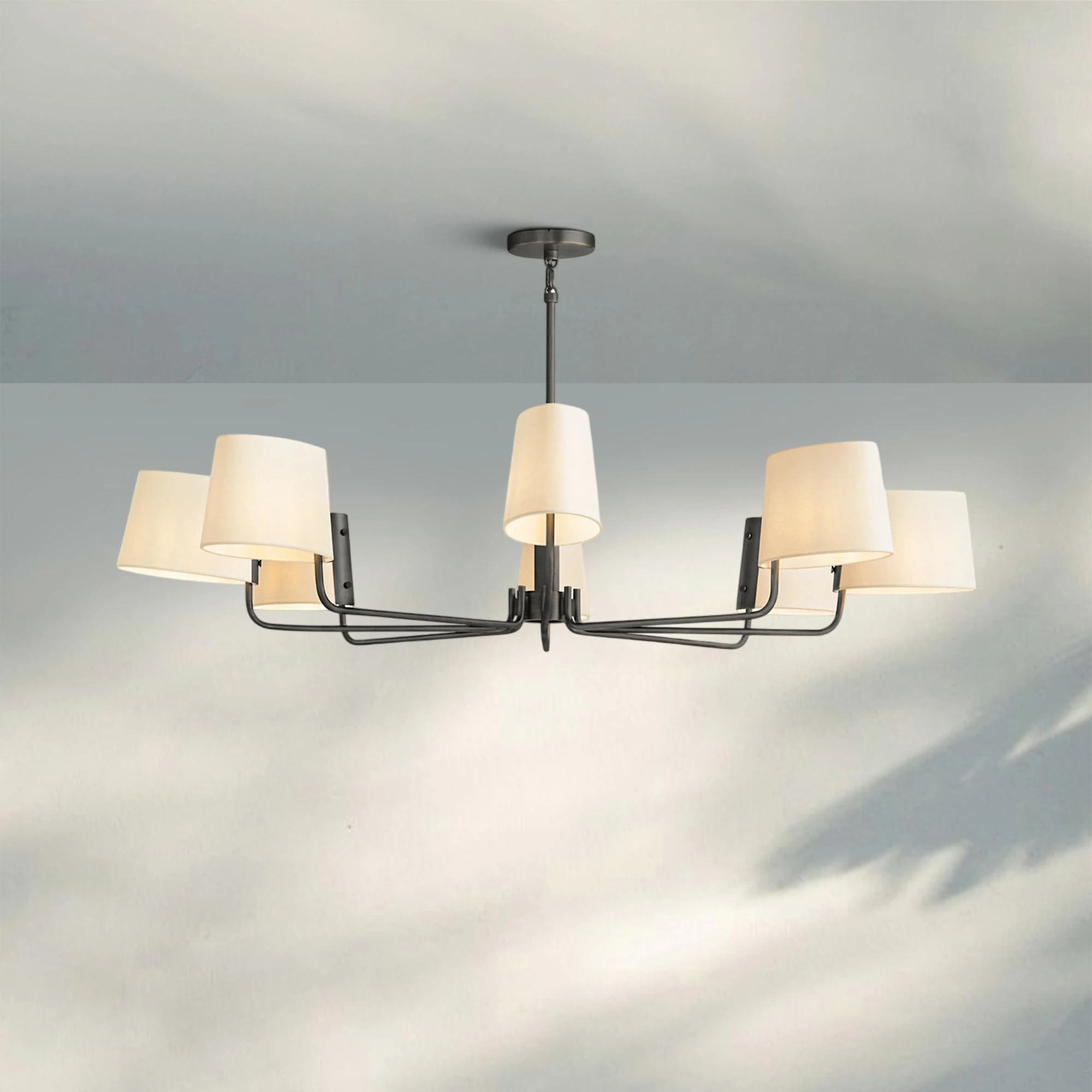 Martinean Round Chandelier 48" 60"-48"-Bronze-White Linen-Blushlighting