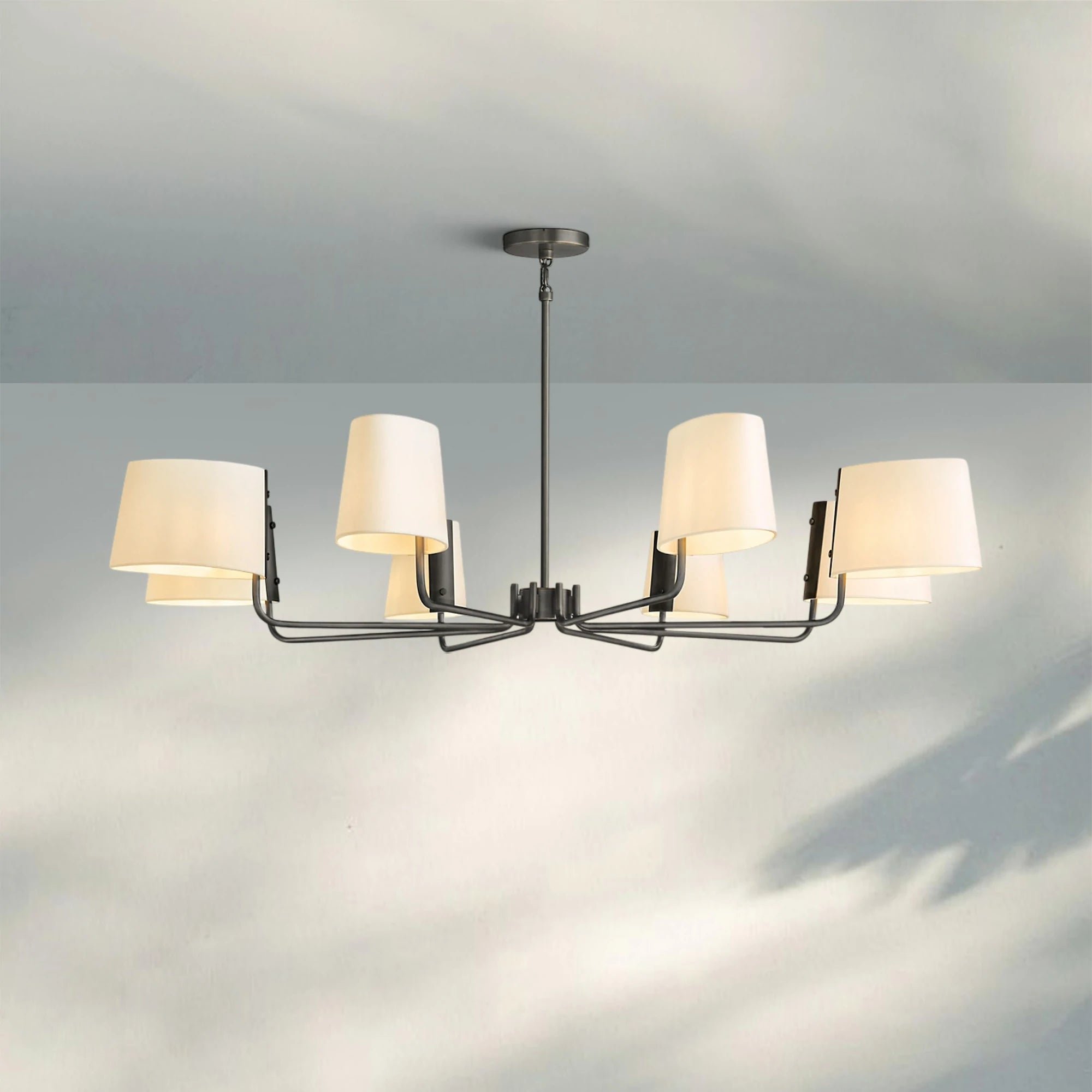 Martinean Round Chandelier 48" 60"-60"-Bronze-White Linen-Blushlighting