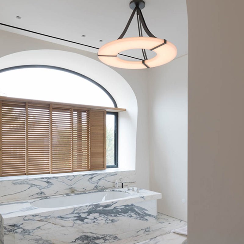 Maxine Modern Round Alabaster Plate Chandelier, Exquisite Illumination - 33.5" DBlushlighting