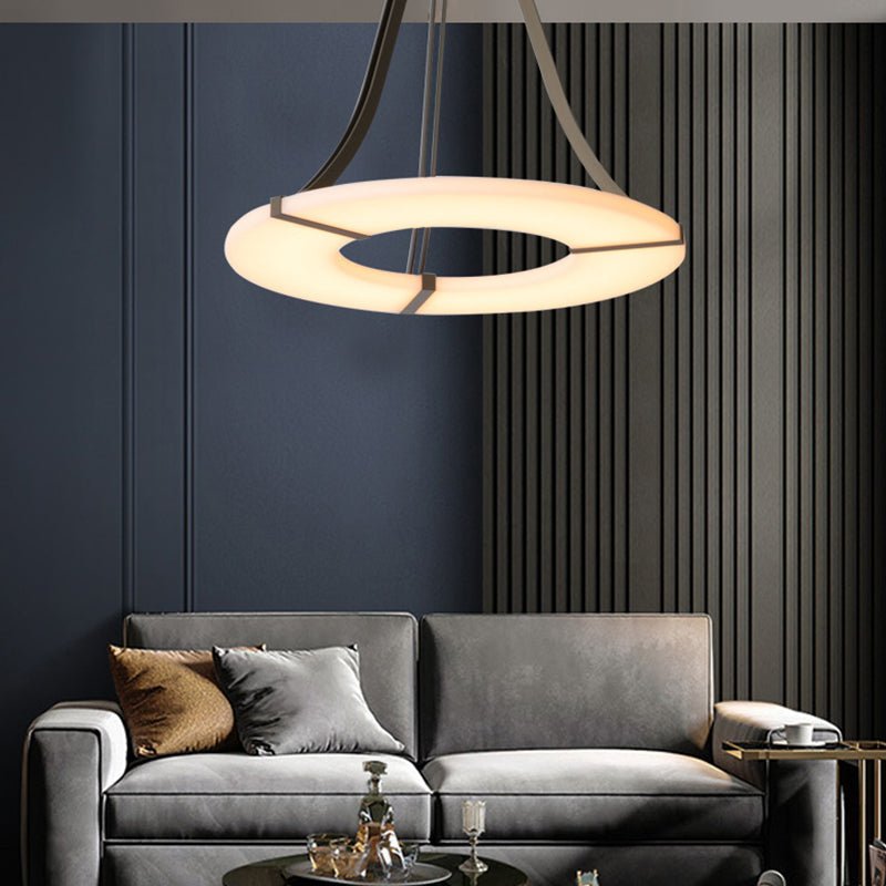 Maxine Modern Round Alabaster Plate Chandelier, Exquisite Illumination - 33.5" DBlushlighting