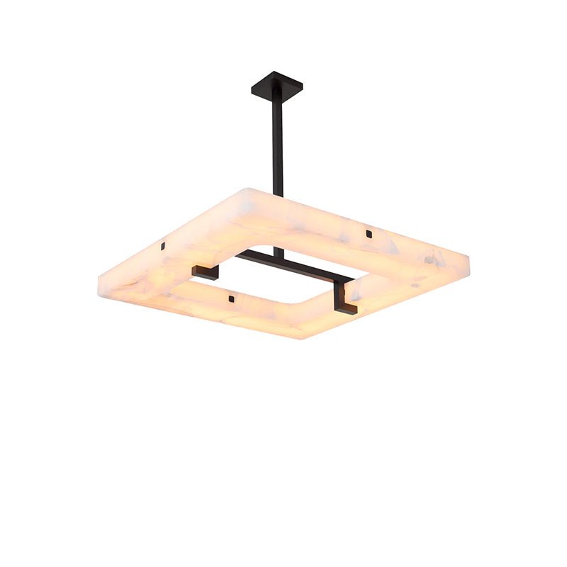 Maxine Modern Square Alabaster Living Room Chandelier - Blushlighting