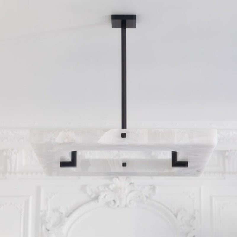 Maxine Modern Square Alabaster Living Room Chandelier - Blushlighting
