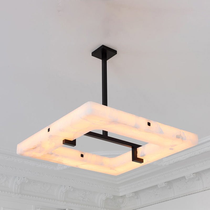 Maxine Modern Square Alabaster Living Room Chandelier - Blushlighting