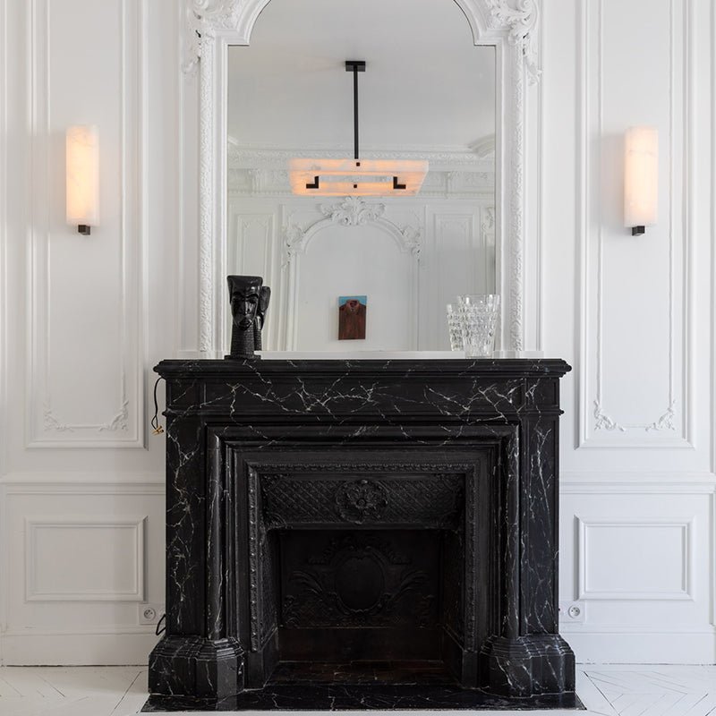 Maxine Modern Square Alabaster Living Room Chandelier - Blushlighting
