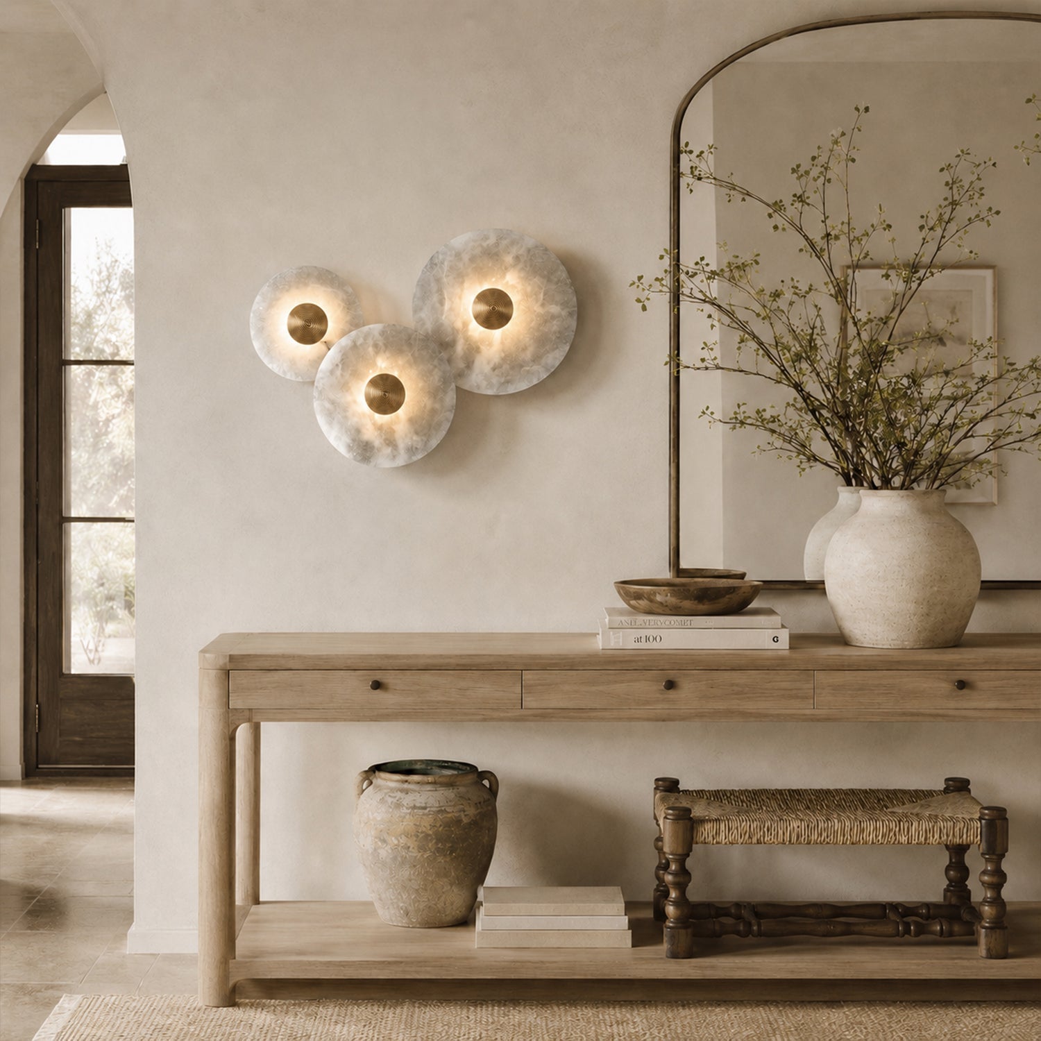 Median Alabaster Flush mount - 3 Surface - BrassBlushlighting