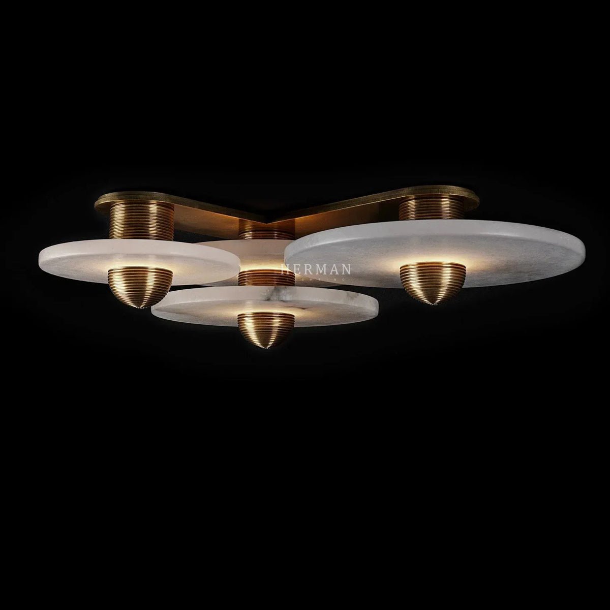 Median Alabaster Flush mount - 3 Surface - BrassBlushlighting