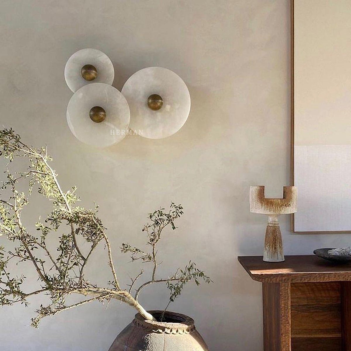 Median Alabaster Flush mount - 3 Surface - BrassBlushlighting
