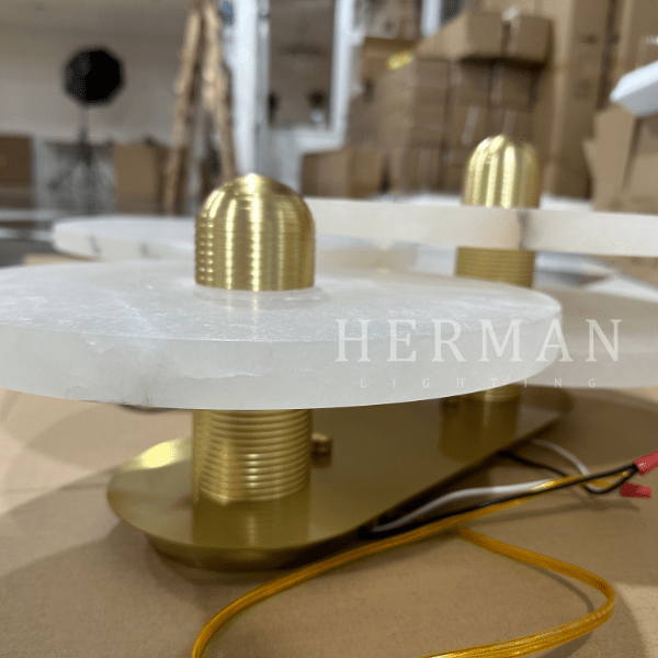 Median Alabaster Flush mount - 3 Surface - BrassBlushlighting