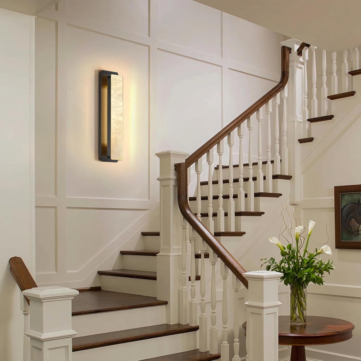 Melange Alabaster Rectangle Wall Sconces 20" - GoldBlushlighting