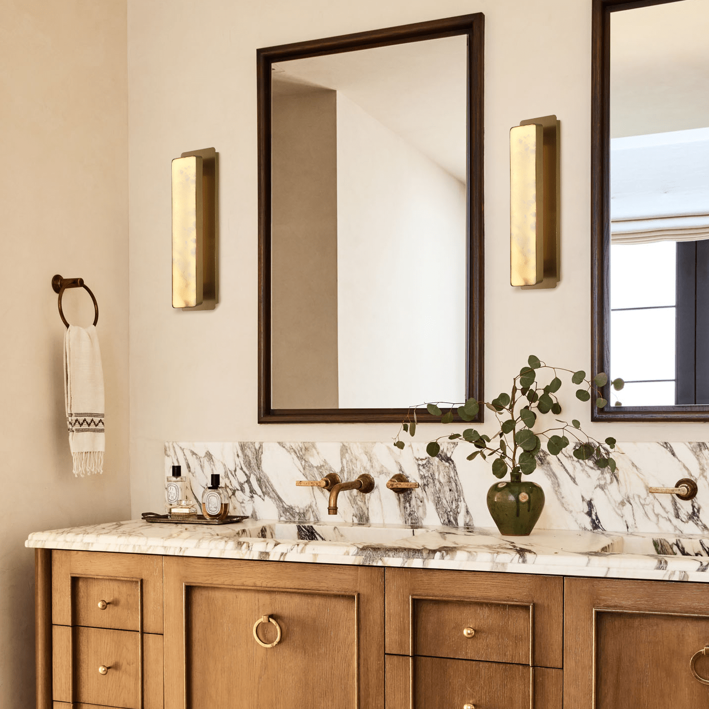 Melange Alabaster Rectangle Wall Sconces 20" - GoldBlushlighting