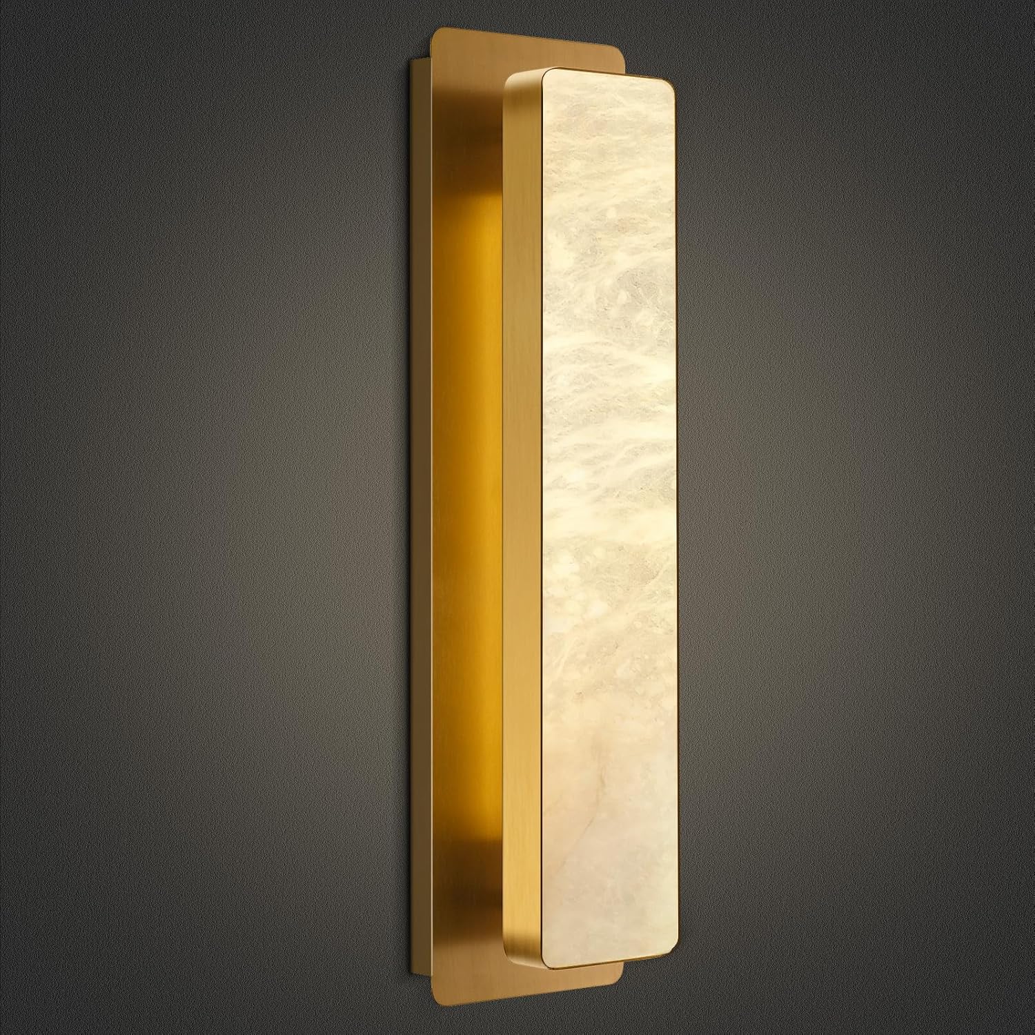 Melange Alabaster Rectangle Wall Sconces 20" - GoldBlushlighting