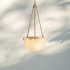 Melang Alabaster Globe Pendant Lamp-Brass-Blushlighting