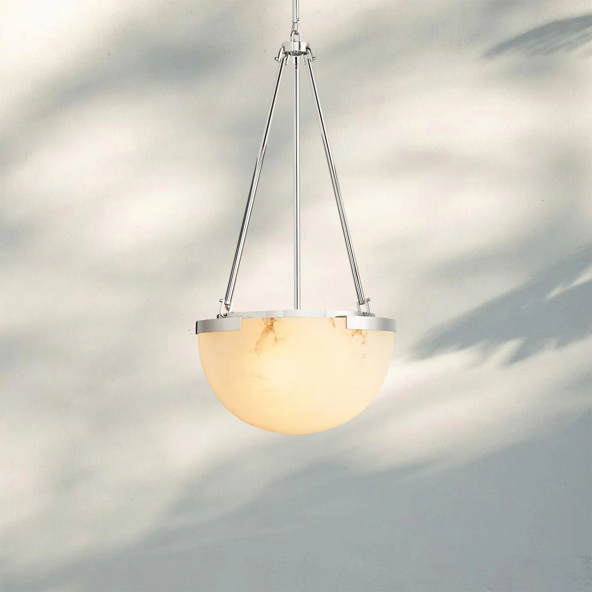 Melang Alabaster Globe Pendant Lamp-Polished Nickel-Blushlighting