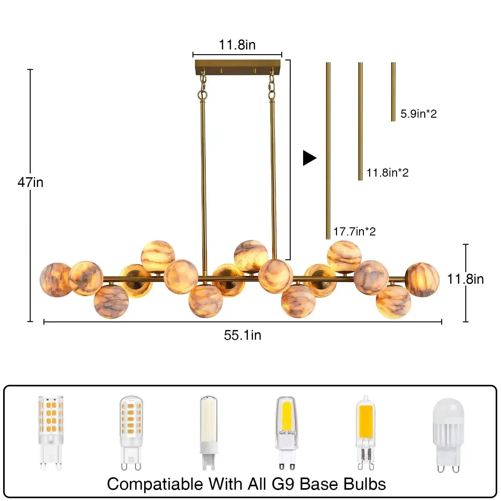 Mid Century Modern Sputnik 12 Light Gold Alabaster Globe Chandelier - Blushlighting