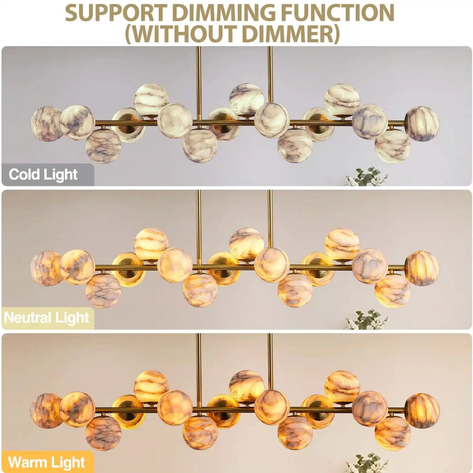 Mid Century Modern Sputnik 12 Light Gold Alabaster Globe Chandelier-Blushlighting