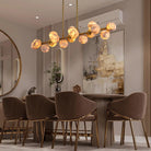 Mid Century Modern Sputnik 12 Light Gold Alabaster Globe Chandelier-Blushlighting