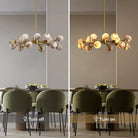 Mid Century Modern Sputnik 12 Light Gold Alabaster Globe Chandelier-Blushlighting