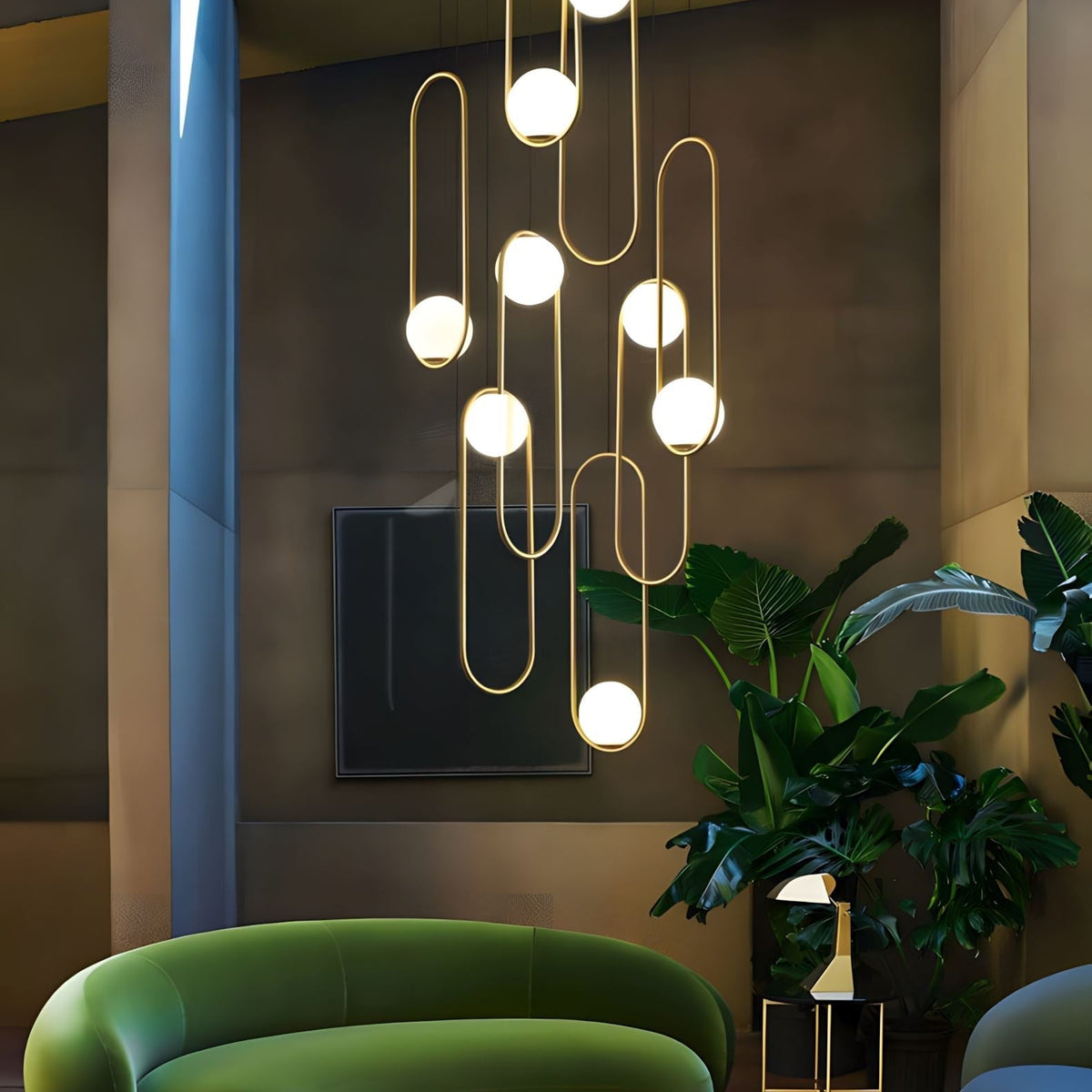 Mila Chandelier - Rectangle-5 Lights ( L 27.5" × W 3.93" × H 98.5" )BlackBlushlighting