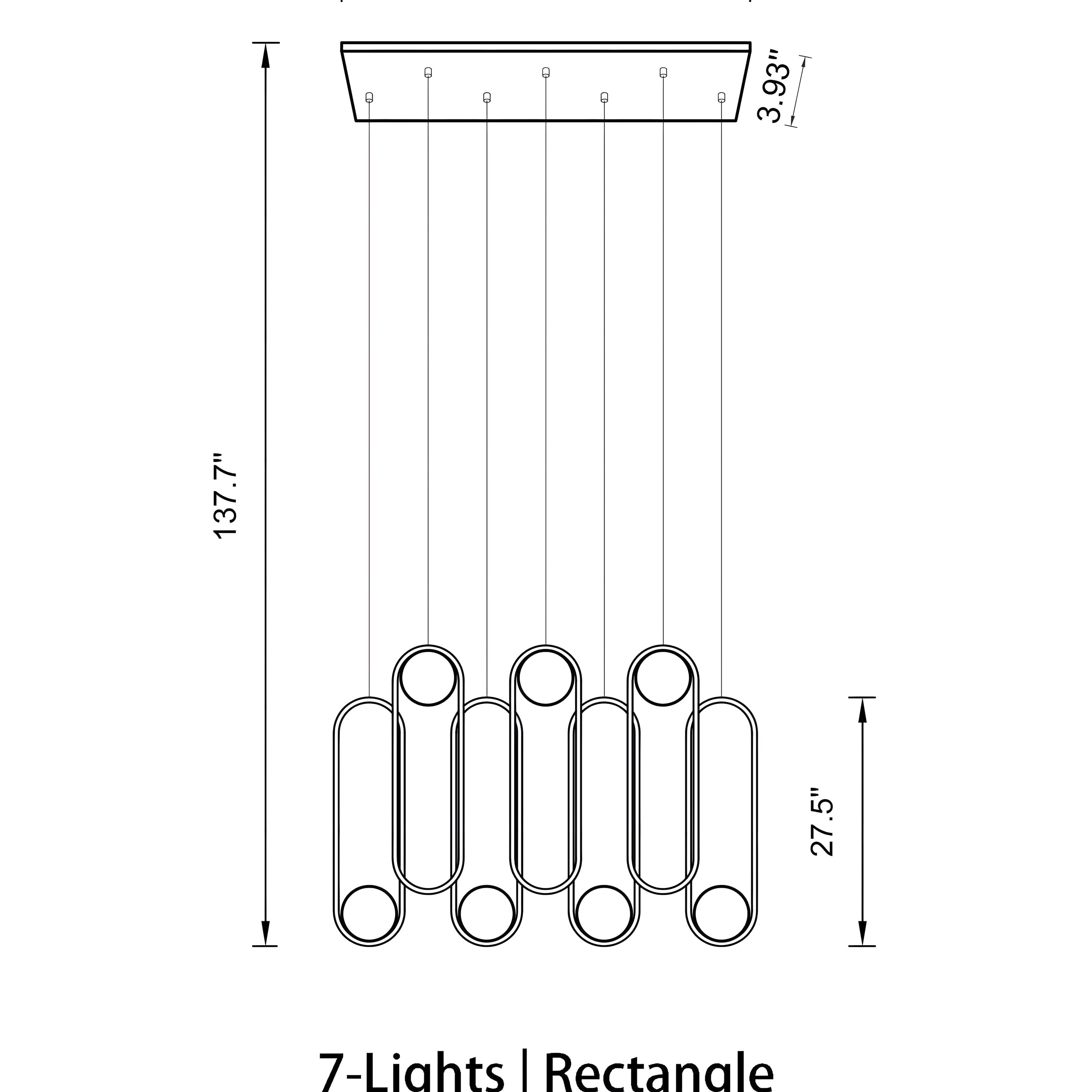 Mila Chandelier - Rectangle-5 Lights ( L 27.5" × W 3.93" × H 98.5" )BlackBlushlighting