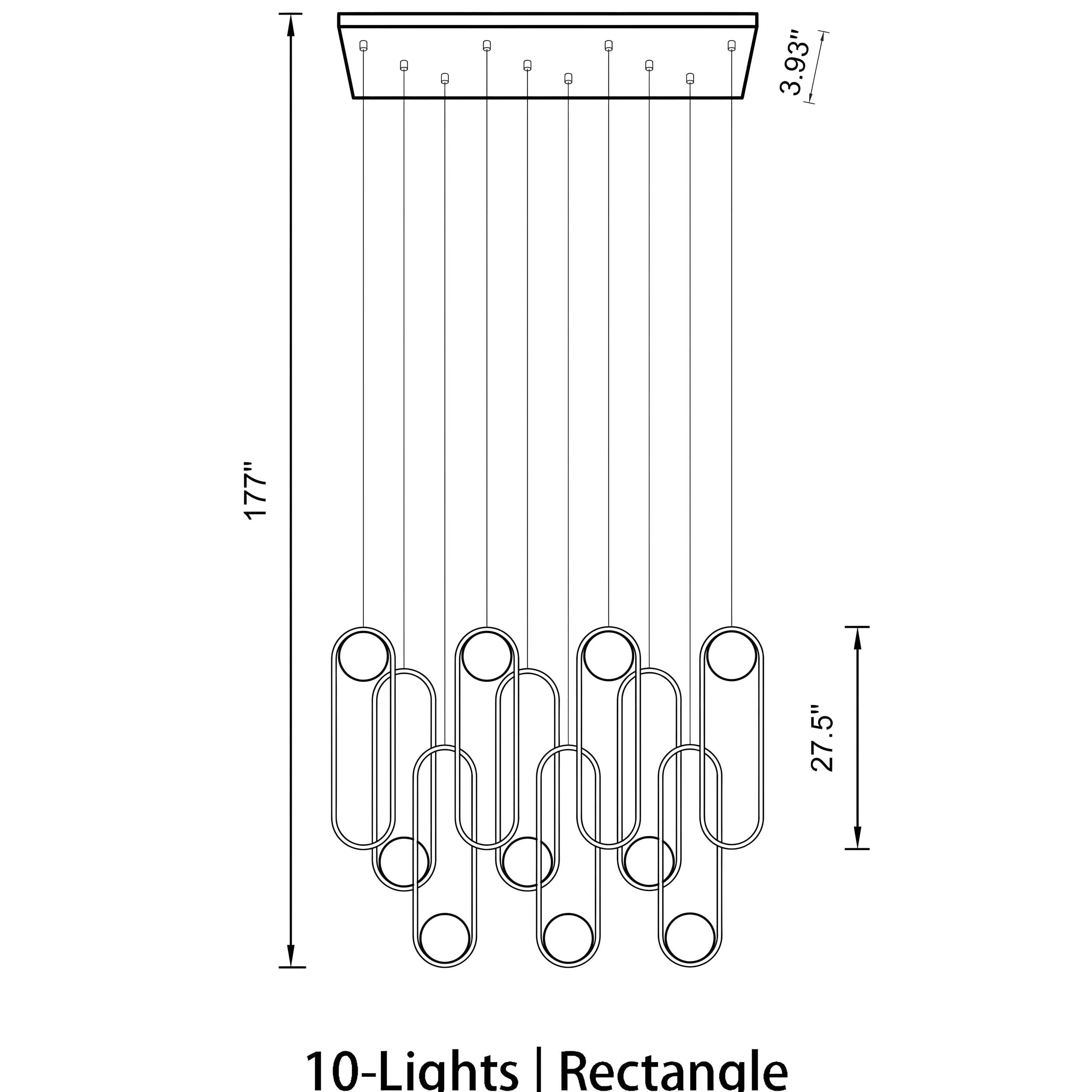 Mila Chandelier - Rectangle-5 Lights ( L 27.5" × W 3.93" × H 98.5" )BlackBlushlighting