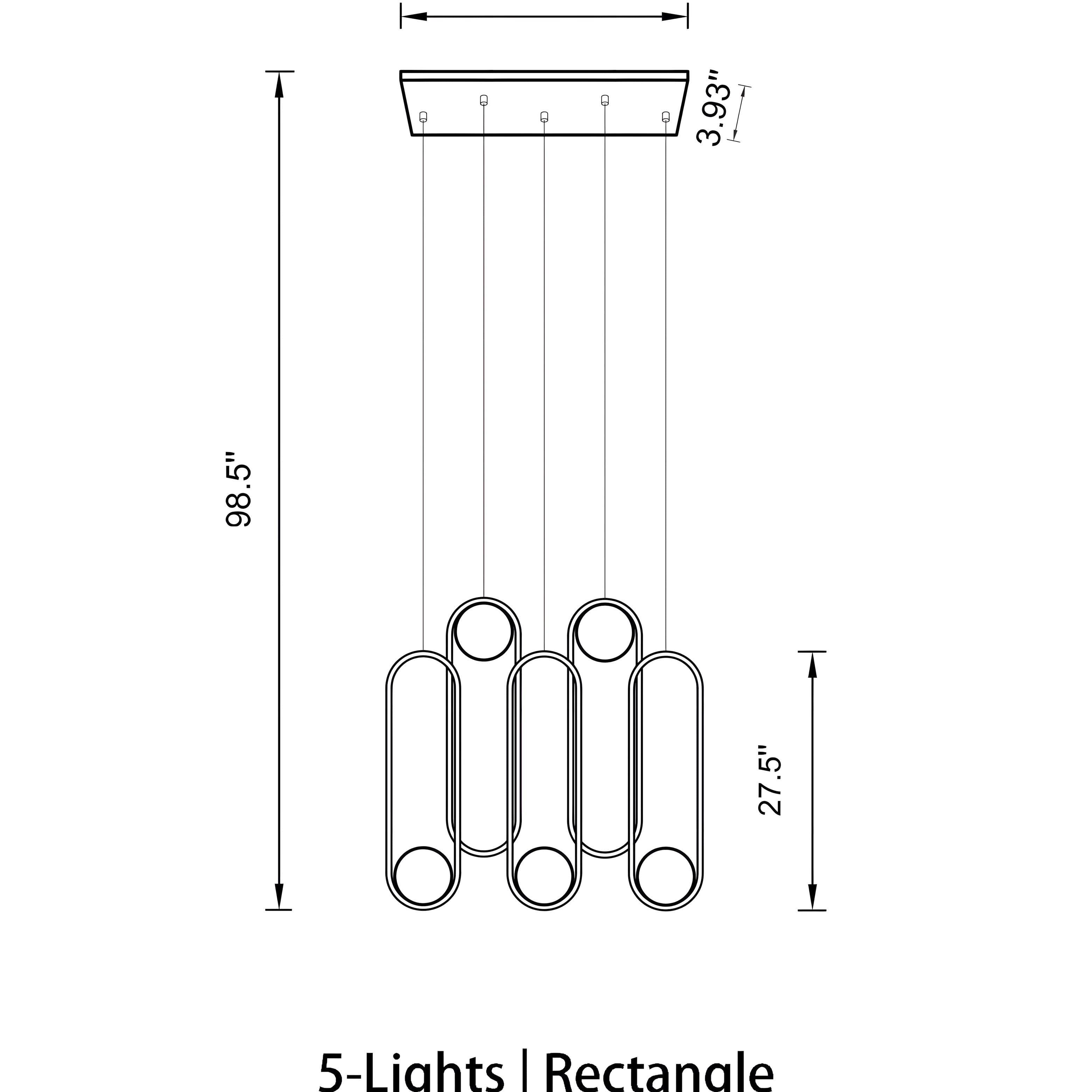 Mila Chandelier - Rectangle-5 Lights ( L 27.5" × W 3.93" × H 98.5" )BlackBlushlighting