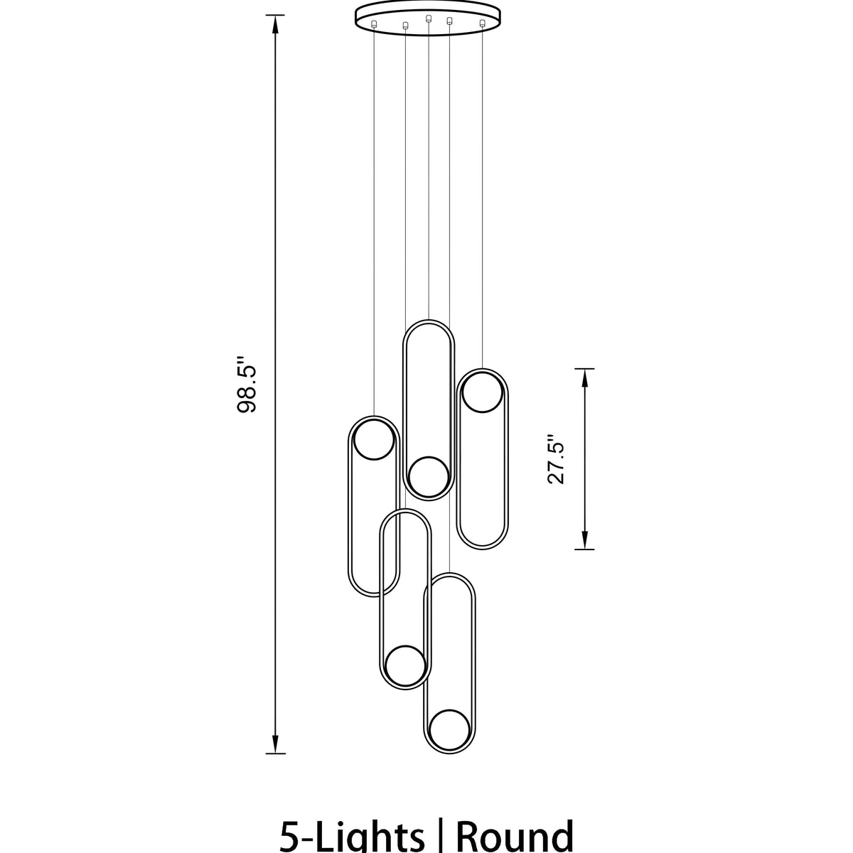 Mila Chandelier - Rectangle-5 Lights ( L 27.5" × W 3.93" × H 98.5" )BlackBlushlighting