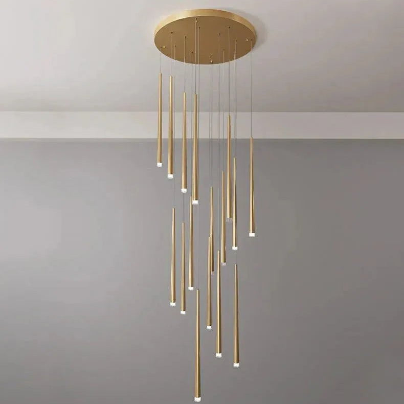 Minimalism Foyer Staircase Chandelier Ceiling Pendant Lighting Fixture For Living Room Entryway In Gold/ Black Finish - 6 Lights/ D11.8"*H78.7"GoldWarm LightBlushlighting