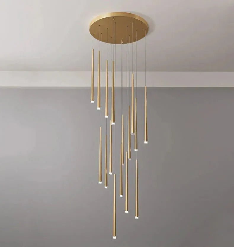 Minimalism Foyer Staircase Chandelier Ceiling Pendant Lighting Fixture For Living Room Entryway In Gold/ Black Finish - 6 Lights/ D11.8"*H78.7"GoldWarm LightBlushlighting