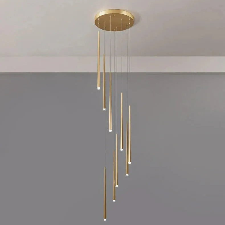 Minimalism Foyer Staircase Chandelier Ceiling Pendant Lighting Fixture For Living Room Entryway In Gold/ Black Finish - 6 Lights/ D11.8"*H78.7"GoldWarm LightBlushlighting