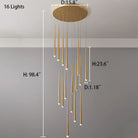 Minimalism Foyer Staircase Chandelier Ceiling Pendant Lighting Fixture For Living Room Entryway In Gold/ Black Finish - Blushlighting