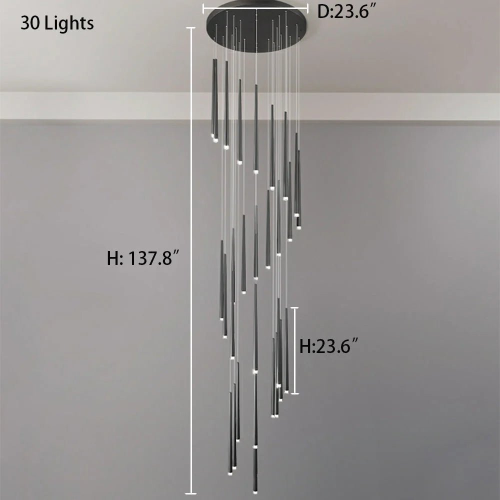 Minimalism Foyer Staircase Chandelier Ceiling Pendant Lighting Fixture For Living Room Entryway In Gold/ Black Finish - Blushlighting