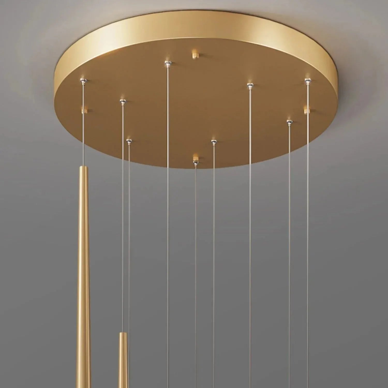 Minimalism Foyer Staircase Chandelier Ceiling Pendant Lighting Fixture For Living Room Entryway In Gold/ Black Finish - 6 Lights/ D11.8"*H78.7"GoldWarm LightBlushlighting