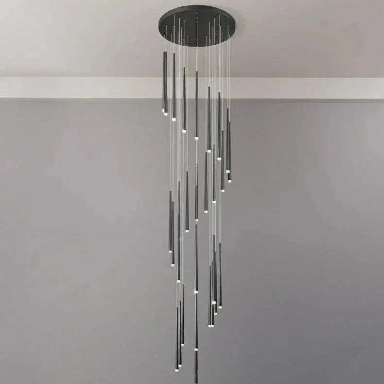 Minimalism Foyer Staircase Chandelier Ceiling Pendant Lighting Fixture For Living Room Entryway In Gold/ Black Finish - 6 Lights/ D11.8"*H78.7"GoldWarm LightBlushlighting