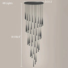 Minimalism Foyer Staircase Chandelier Ceiling Pendant Lighting Fixture For Living Room Entryway In Gold/ Black Finish - Blushlighting