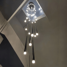 Minimalism Foyer Staircase Chandelier Ceiling Pendant Lighting Fixture For Living Room Entryway In Gold/ Black Finish - Blushlighting