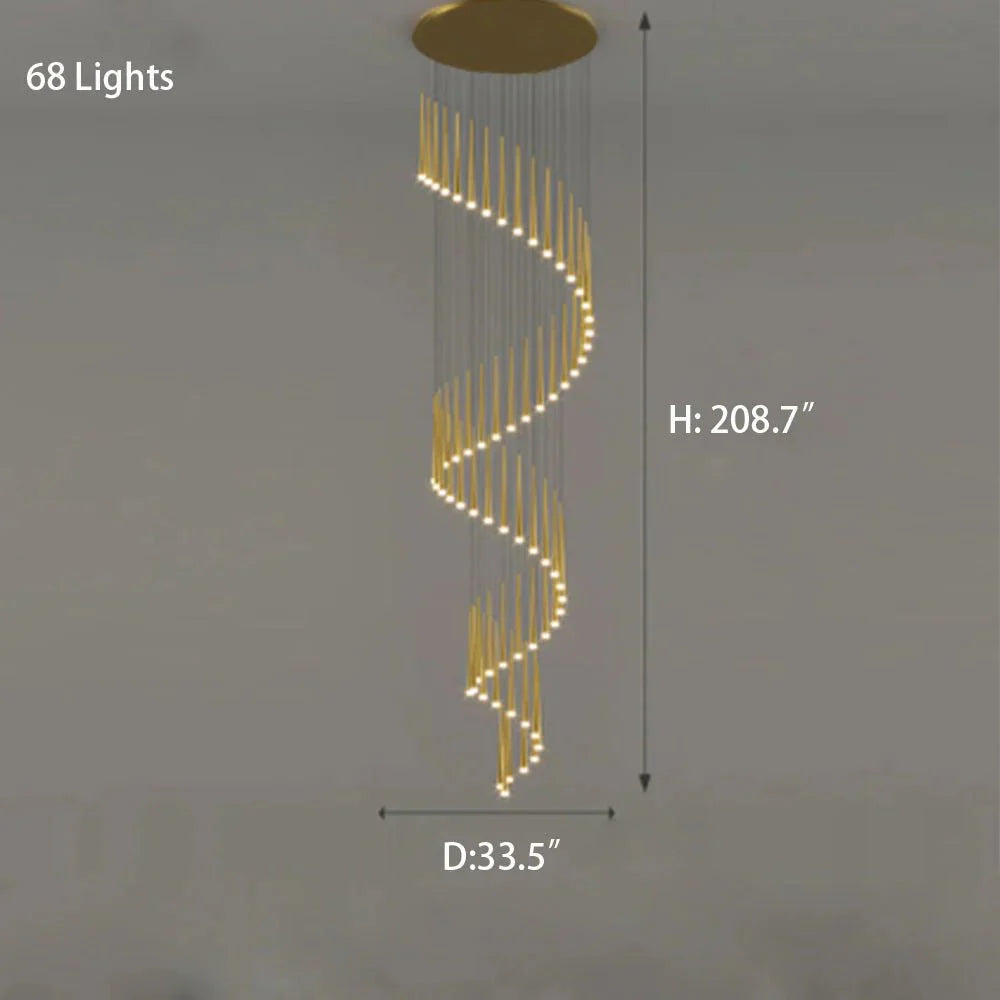 Minimalism Foyer Staircase Chandelier Ceiling Pendant Lighting Fixture For Living Room Entryway In Gold/ Black Finish - Blushlighting