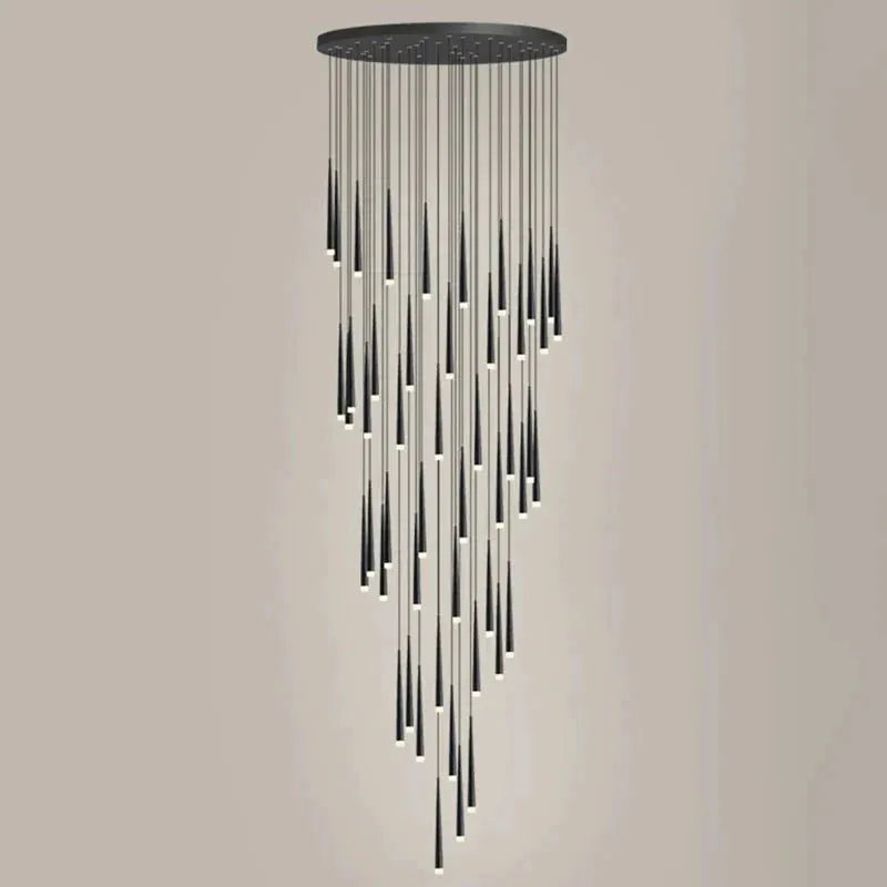 Minimalism Foyer Staircase Chandelier Ceiling Pendant Lighting Fixture For Living Room Entryway In Gold/ Black Finish - Blushlighting