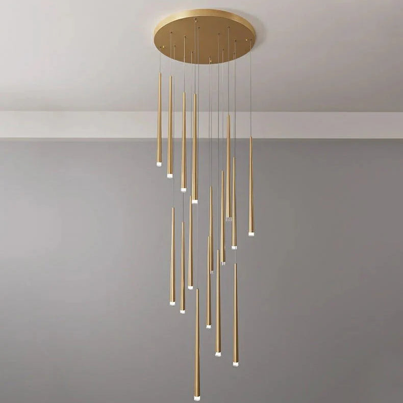 Minimalism Foyer Staircase Chandelier Ceiling Pendant Lighting Fixture For Living Room Entryway In Gold/ Black Finish - Blushlighting