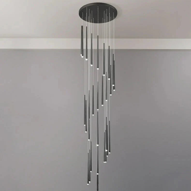 Minimalism Foyer Staircase Chandelier Ceiling Pendant Lighting Fixture For Living Room Entryway In Gold/ Black Finish - Blushlighting