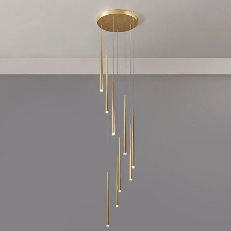 Minimalism Foyer Staircase Chandelier Ceiling Pendant Lighting Fixture For Living Room Entryway In Gold/ Black Finish - Blushlighting