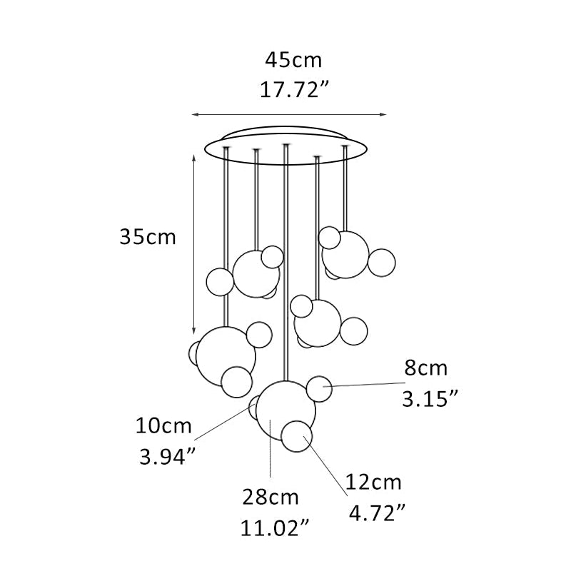 Minimalist Antique Alabaster Cluster Pendant Light Fixtures 6" Wide - 1 Cluster*5-D28+D12+D10+D8CM/D10.92“+D4.68"+D3.9“+D3.12"-BWhite + Black RodBlushlighting